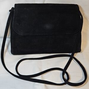 Vintage Suede Leather Frenchy Of California Purse Handbag Black Crossbody